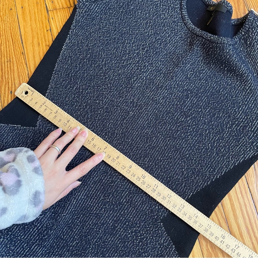 Maje knitted knee length long sleeve silver metallic sweater shift dress siz 2/M - Picture 10 of 12